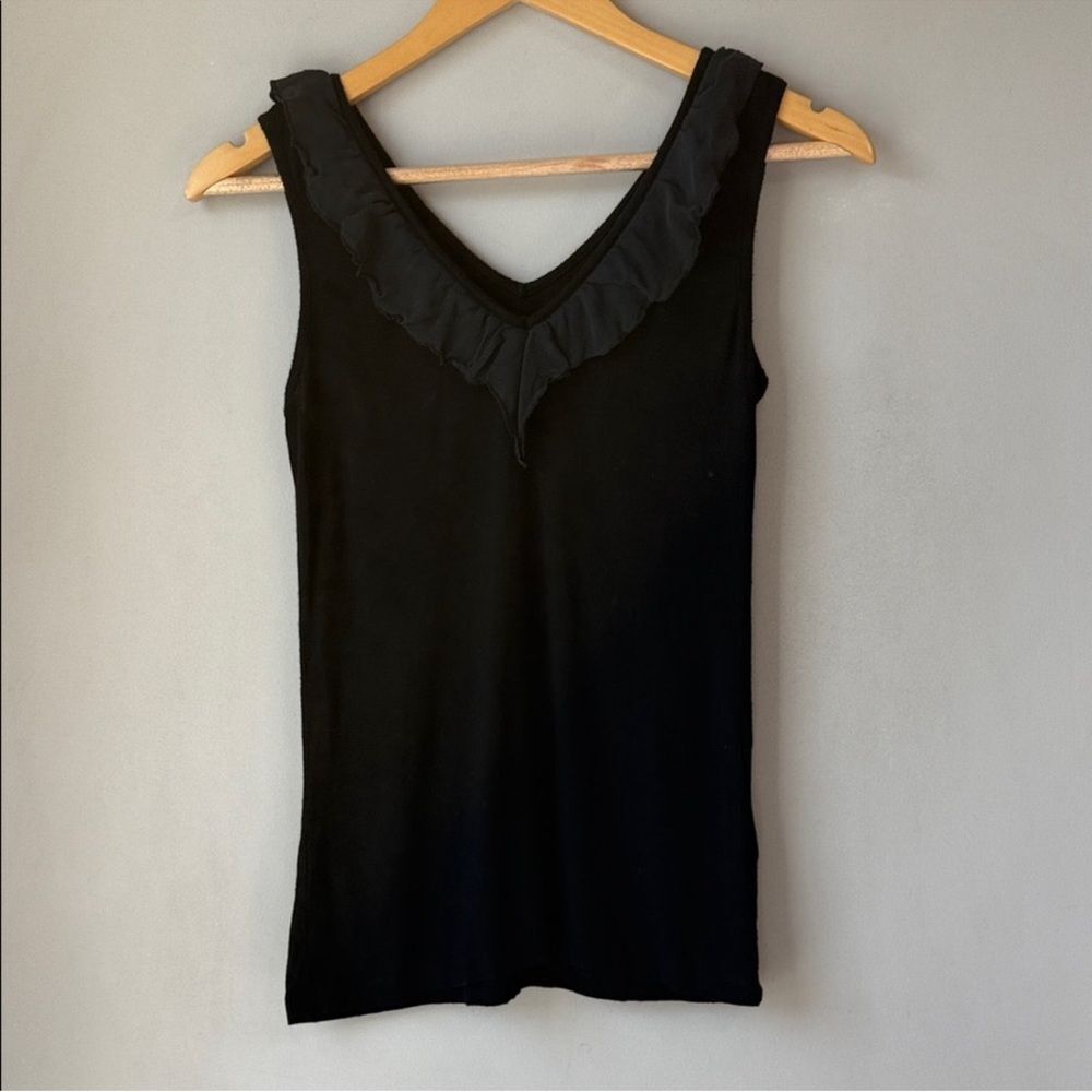 Velvet by Graham & Spencer Jersey Bodice & Silk Ruffle Slub Tank Top